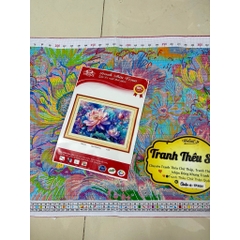 Tranh thêu kín Hoa mẫu đơn rực rỡ VS9131, kích thước 54x91 cm