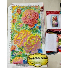 Tranh thêu kín Hoa mẫu đơn tươi sắc VS9089, kt 50x 90 cm
