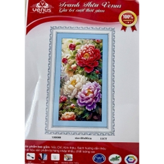 Tranh thêu kín Hoa mẫu đơn tươi sắc VS9089, kt 50x 90 cm