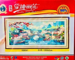[Mẫu mới] Tranh thêu kín cảnh đẹp Giang Nam VS8061, kích thước 155 x 62 cm