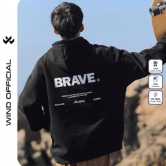 Áo hoodie unisex form rộng WIND BRAVE hoodie nút bấm thời trang nam nữ nỉ bông oversize áo khoác chống nắng mùa hè