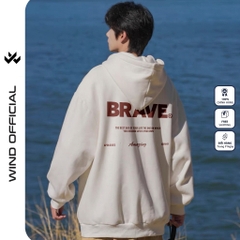 Áo hoodie unisex form rộng WIND BRAVE hoodie nút bấm thời trang nam nữ nỉ bông oversize áo khoác chống nắng mùa hè