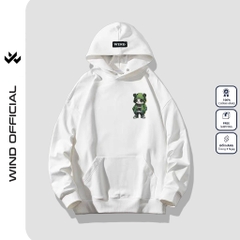 Áo hoodie unisex form rộng WIND Gấu Panda hoodie nút bấm thời trang nam nữ nỉ bông oversize áo khoác chống nắng mùa hè