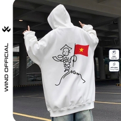 Áo hoodie unisex form rộng WIND ĐỘC LẬP VIỆT NAM 02 dây kéo nam nữ nỉ bông oversize Genz khoác chống nắng