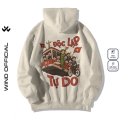 Áo hoodie unisex form rộng WIND Độc Lập Tự Do 2.9 dây kéo nam nữ nỉ bông oversize vibe GenZ khoác chống nắng