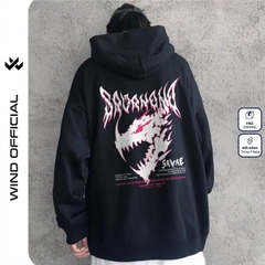 Áo hoodie unisex form rộng WIND HORROR DINO thời trang nam nữ nỉ bông oversize áo khoác chống nắng mùa hè