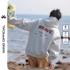 Áo hoodie unisex form rộng WIND BRAVE hoodie nút bấm thời trang nam nữ nỉ bông oversize áo khoác chống nắng mùa hè