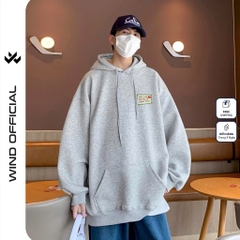 Áo hoodie unisex form rộng WIND CON TEM dây kéo nam nữ nỉ bông oversize vibe Genz khoác chống nắng