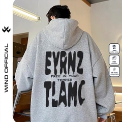 Áo Hoodie unisex form rộng WIND nỉ bông TEMPER thời trang thu đông nam oversize áo khoác chống nắng mùa hè