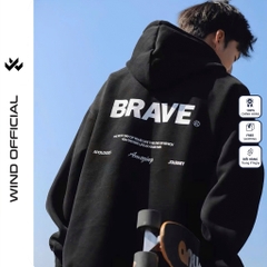 Áo hoodie unisex form rộng WIND BRAVE hoodie nút bấm thời trang nam nữ nỉ bông oversize áo khoác chống nắng mùa hè