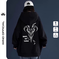 Áo hoodie unisex form rộng WIND 12 Cung Hoàng Đạo V1 hoodie nút bấm thời trang nam nữ nỉ bông oversize Menswear Dài Tay Tay Dài