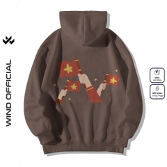 Áo hoodie unisex form rộng WIND CON TEM dây kéo nam nữ nỉ bông oversize vibe Genz khoác chống nắng