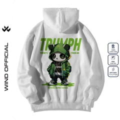 Áo hoodie unisex form rộng WIND Gấu Panda hoodie nút bấm thời trang nam nữ nỉ bông oversize áo khoác chống nắng mùa hè