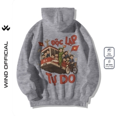 Áo hoodie unisex form rộng WIND Độc Lập Tự Do 2.9 dây kéo nam nữ nỉ bông oversize vibe GenZ khoác chống nắng