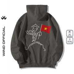 Áo hoodie unisex form rộng WIND ĐỘC LẬP VIỆT NAM 02 dây kéo nam nữ nỉ bông oversize Genz khoác chống nắng