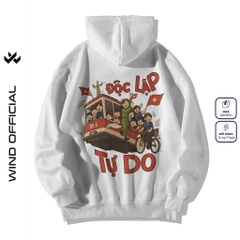 Áo hoodie unisex form rộng WIND Độc Lập Tự Do 2.9 dây kéo nam nữ nỉ bông oversize vibe GenZ khoác chống nắng