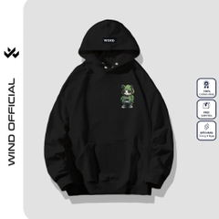 Áo hoodie unisex form rộng WIND Gấu Panda hoodie nút bấm thời trang nam nữ nỉ bông oversize áo khoác chống nắng mùa hè