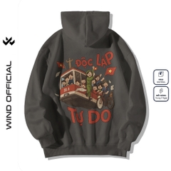 Áo hoodie unisex form rộng WIND Độc Lập Tự Do 2.9 dây kéo nam nữ nỉ bông oversize vibe GenZ khoác chống nắng