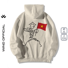 Áo hoodie unisex form rộng WIND ĐỘC LẬP VIỆT NAM 02 dây kéo nam nữ nỉ bông oversize Genz khoác chống nắng