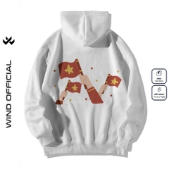 Áo hoodie unisex form rộng WIND CON TEM dây kéo nam nữ nỉ bông oversize vibe Genz khoác chống nắng