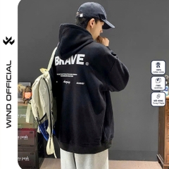 Áo hoodie unisex form rộng WIND BRAVE hoodie nút bấm thời trang nam nữ nỉ bông oversize áo khoác chống nắng mùa hè