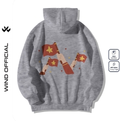 Áo hoodie unisex form rộng WIND CON TEM dây kéo nam nữ nỉ bông oversize vibe Genz khoác chống nắng