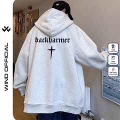 Áo khoác zip WIND BACKHARMER form rộng Unisex Hoodie dây kéo nỉ bông thơi trang nam nữ oversize