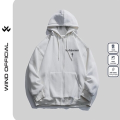Áo khoác zip WIND BACKHARMER form rộng Unisex Hoodie dây kéo nỉ bông thơi trang nam nữ oversize