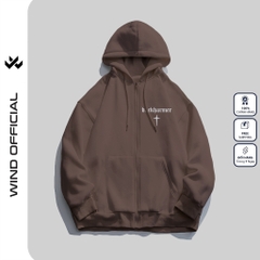 Áo khoác zip WIND BACKHARMER form rộng Unisex Hoodie dây kéo nỉ bông thơi trang nam nữ oversize