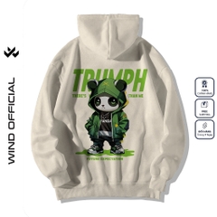 Áo hoodie unisex form rộng WIND Gấu Panda hoodie nút bấm thời trang nam nữ nỉ bông oversize áo khoác chống nắng mùa hè