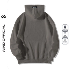 Áo hoodie unisex form rộng WIND CON TEM dây kéo nam nữ nỉ bông oversize vibe Genz khoác chống nắng