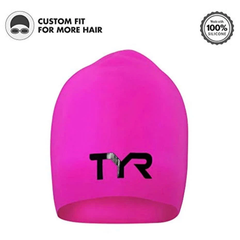 Mũ Bơi TYR Wrinkle- Free Long Hair Silicone Swim Cap Pink