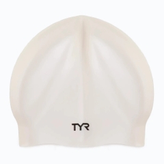 Mũ Bơi TYR Silicone Hypoallergenic No Wrinkle White Adult Swim Caps