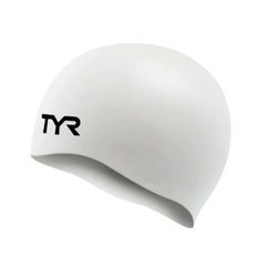 Mũ Bơi TYR Silicone Hypoallergenic No Wrinkle White Adult Swim Caps