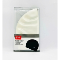 Mũ Bơi TYR Silicone Hypoallergenic No Wrinkle White Adult Swim Caps