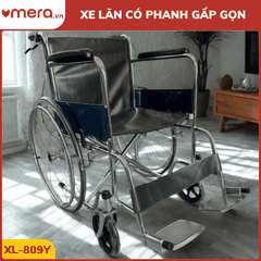 Xe Lăn Tay Gấp Gọn Có Phanh Tay (Khung Thép Mạ Crom) - OROMI XL-809Y