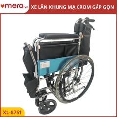 Xe Lăn Gấp Gọn Có Phanh Tay Người Đẩy (Tải Trọng 150kg, Khung Thép Mạ Crom) - OROMI XL-8751