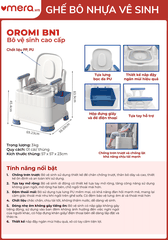 Ghế Bô Vệ Sinh Cao Cấp Có Tựa Lưng, Nắp Đóng Êm (Đệm PU, Chống Trượt) - OROMI BN1