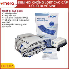 Đệm Hơi Chống Loét Có Lỗ Vệ Sinh OROMI HF6002 (24 Múi Ống 9cm, Tháo Rời Múi, Tải 130kg)