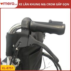 Xe Lăn Gấp Gọn Có Phanh Tay Người Đẩy (Tải Trọng 150kg, Khung Thép Mạ Crom) - OROMI XL-8751