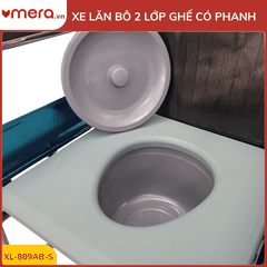 Xe Lăn Có Bô 2 Lớp Ghế, Phanh Tay Người Đẩy (Gấp Gọn, Thép Mạ Crom) - OROMI XL-809AB-S
