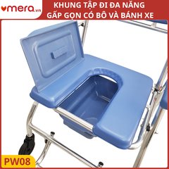 Khung Tập Đi Đa Năng Gấp Gọn Có Bô (Khung Nhôm, Đệm Da Simili) - OROMI PW08
