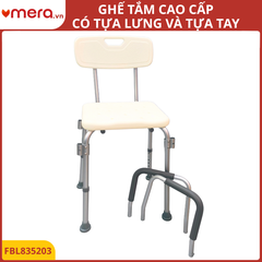 Ghế Tắm Có Tựa Lưng và Tựa Tay Tháo Rời (Khung Nhôm, Tải 150kg, Chống Trượt) - OROMI FBL835203