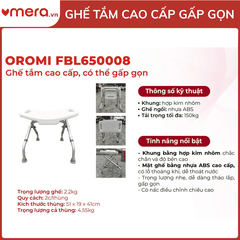 Ghế Tắm Gấp Gọn Chống Trượt (Khung Hợp Kim Nhôm, Tải Trọng 150kg) - OROMI FBL650008
