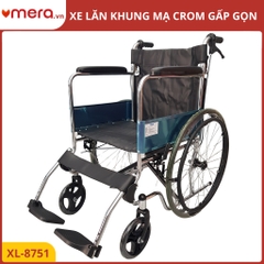 Xe Lăn Gấp Gọn Có Phanh Tay Người Đẩy (Tải Trọng 150kg, Khung Thép Mạ Crom) - OROMI XL-8751