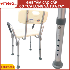 Ghế Tắm Có Tựa Lưng và Tựa Tay Tháo Rời (Khung Nhôm, Tải 150kg, Chống Trượt) - OROMI FBL835203