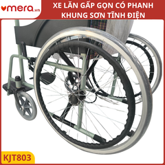 Xe Lăn Gấp Gọn Có Phanh Tay Người Đẩy (Khung Thép Sơn Tĩnh Điện, Ghế Vải/Da) - OROMI XL-803