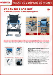 Xe Lăn Có Bô 2 Lớp Ghế, Phanh Tay Người Đẩy (Gấp Gọn, Thép Mạ Crom) - OROMI XL-809AB-S