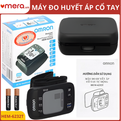 Máy Đo Huyết Áp Cổ Tay Omron HEM-6232T (Bluetooth, Cảm Biến Định Vị Tim, 2 Người Dùng)