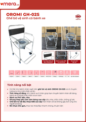 Ghế Bô Vệ Sinh Có Bánh Xe (Khung Thép, 4 Bánh Khoá Chốt An Toàn) - OROMI GH-02S
